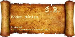 Bader Mónika névjegykártya